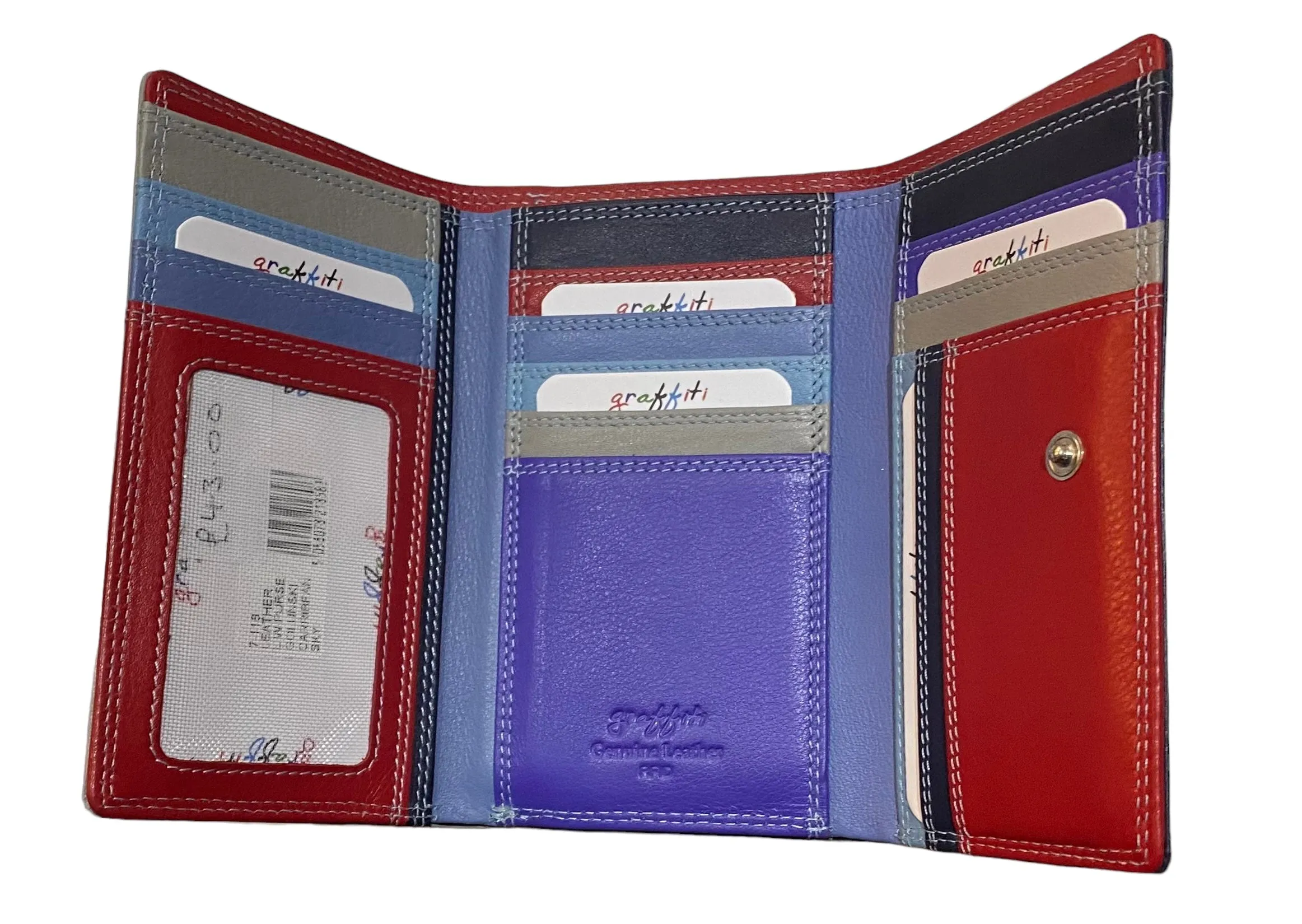 Medium Leather Multicoloured Compartment Purse (5 Colours)