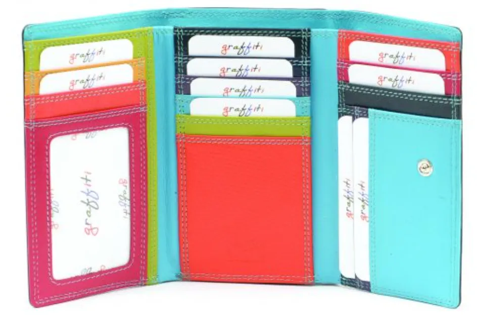 Medium Leather Multicoloured Compartment Purse (5 Colours)