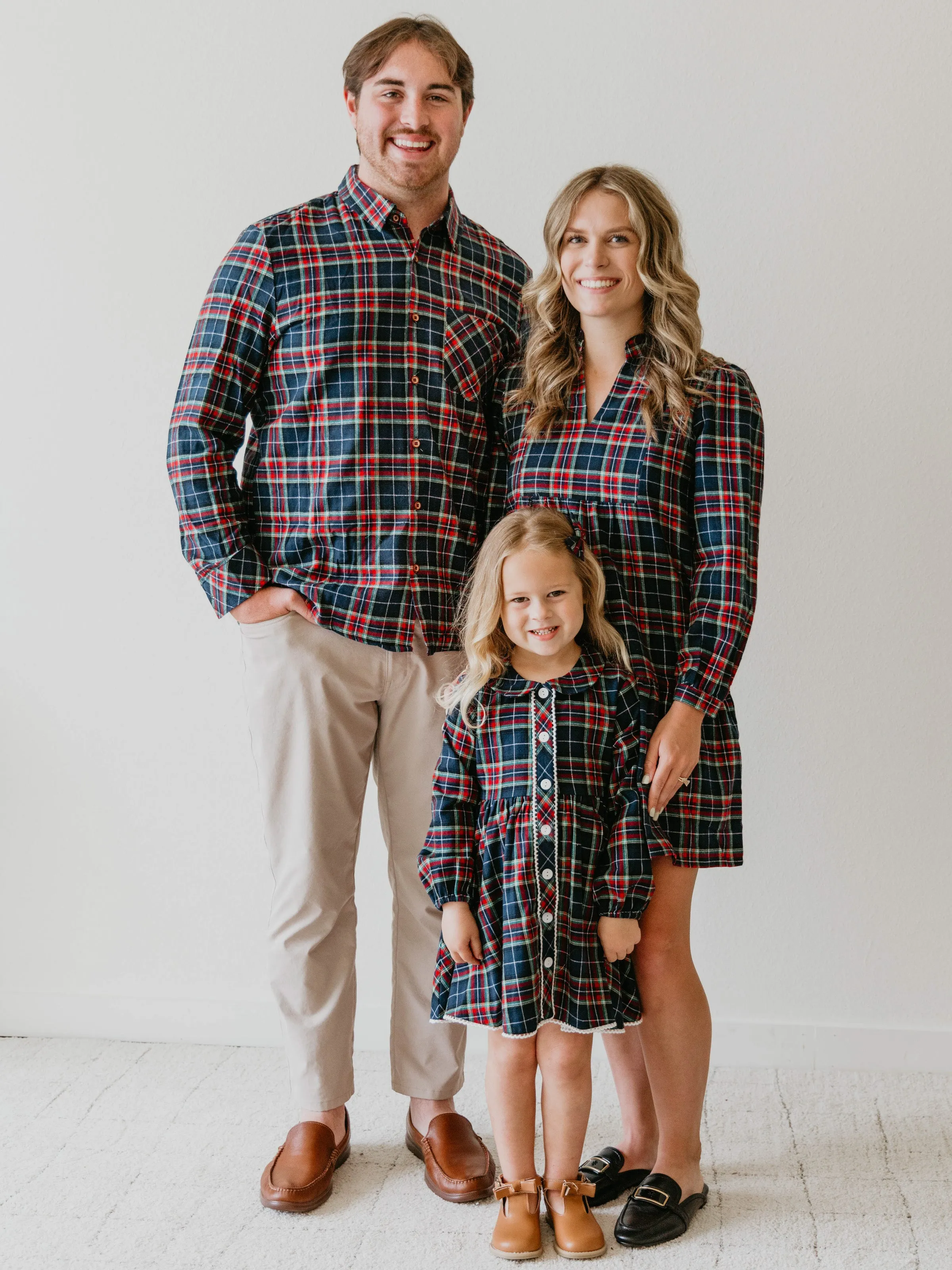 Men's Button Up Shirt - Navy Midnight Plaid