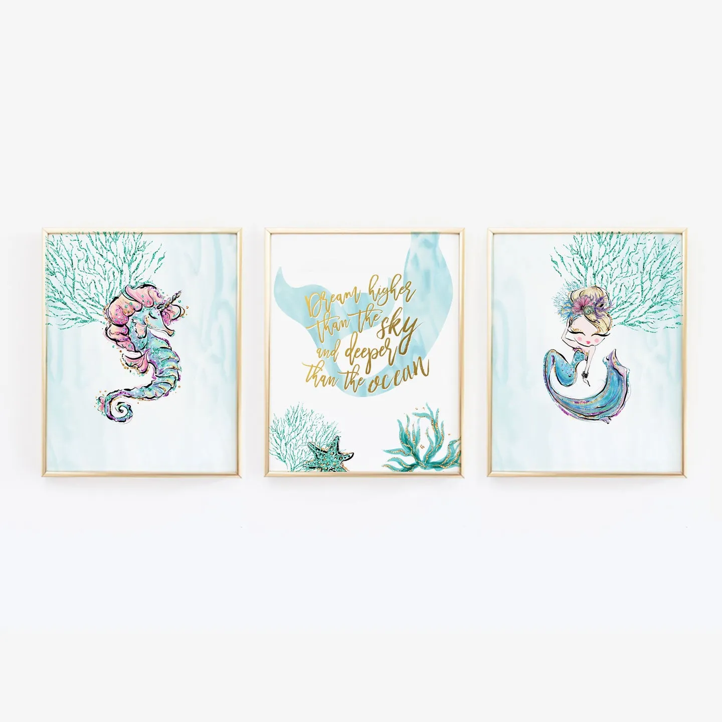 Optimized Mermaid-Themed Nursery Gallery Wall Art