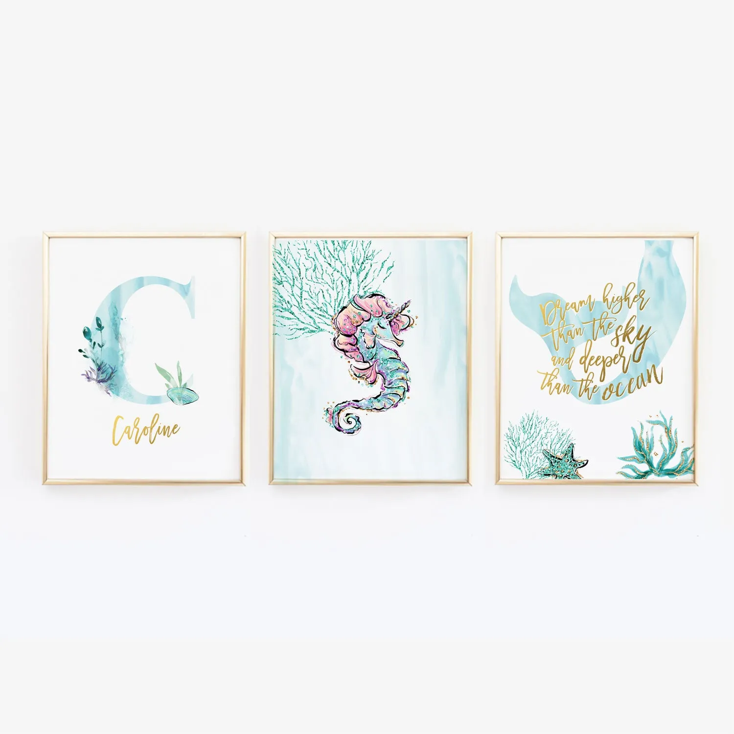 Optimized Mermaid-Themed Nursery Gallery Wall Art