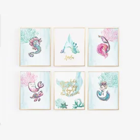 Optimized Mermaid-Themed Nursery Gallery Wall Art