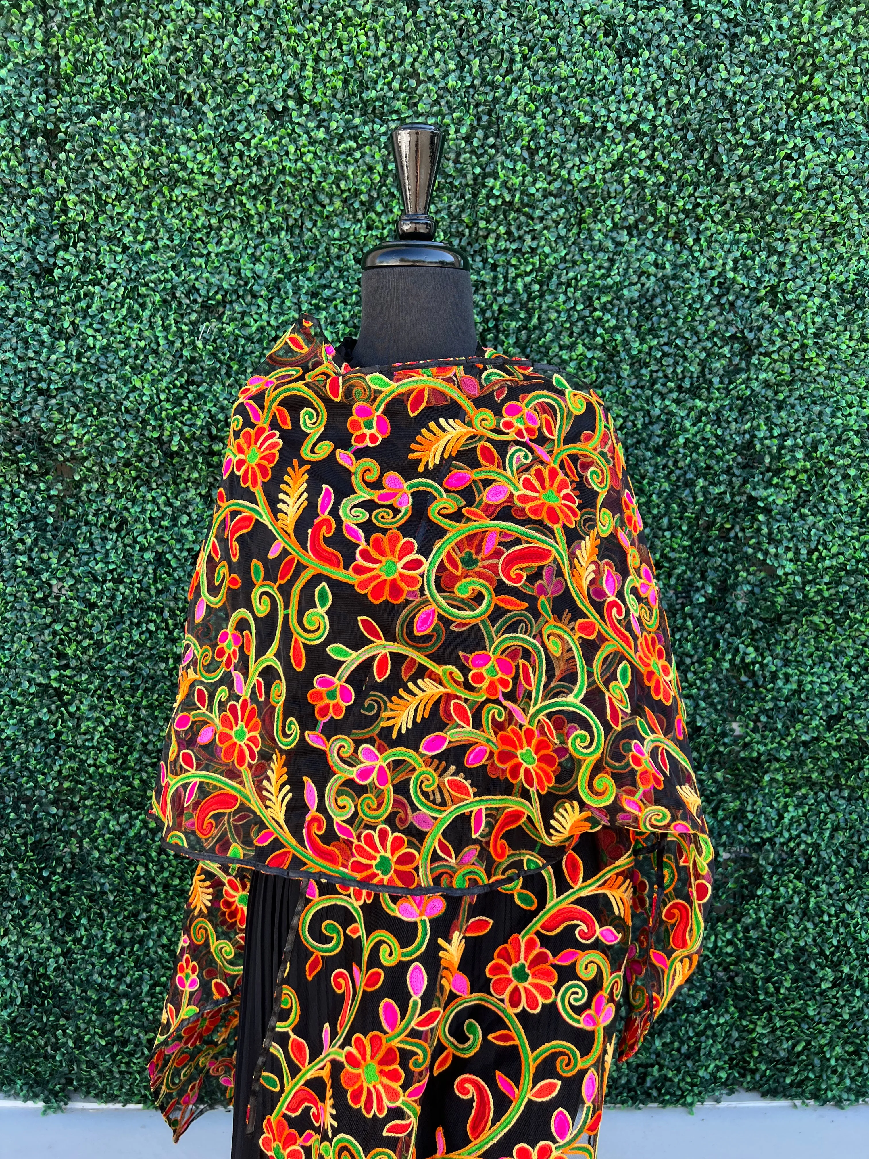 Mesh embroidered Ruana