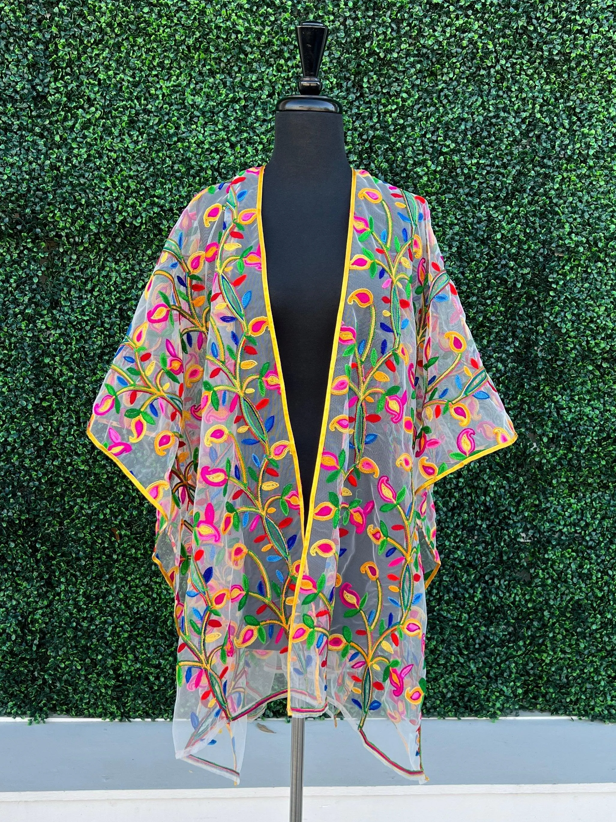 Mesh embroidered Ruana