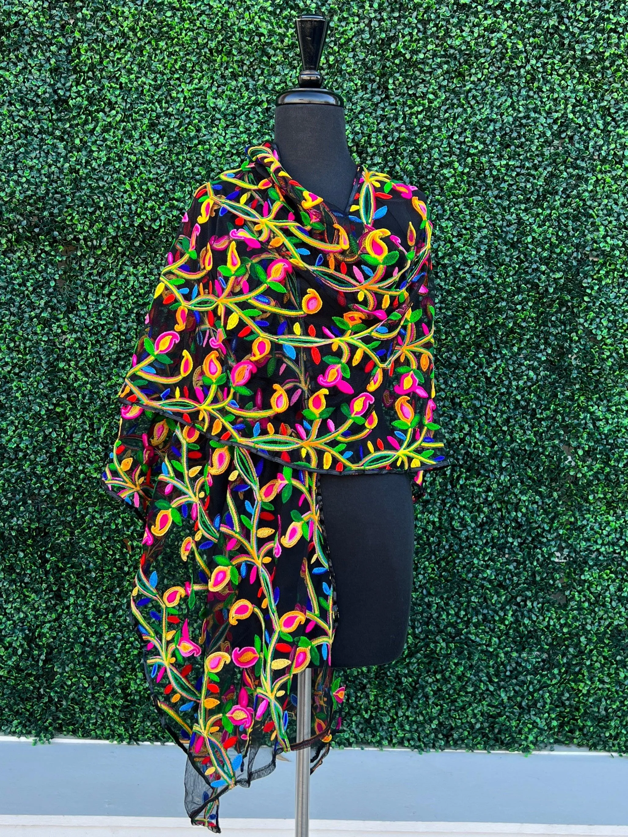 Mesh embroidered Ruana
