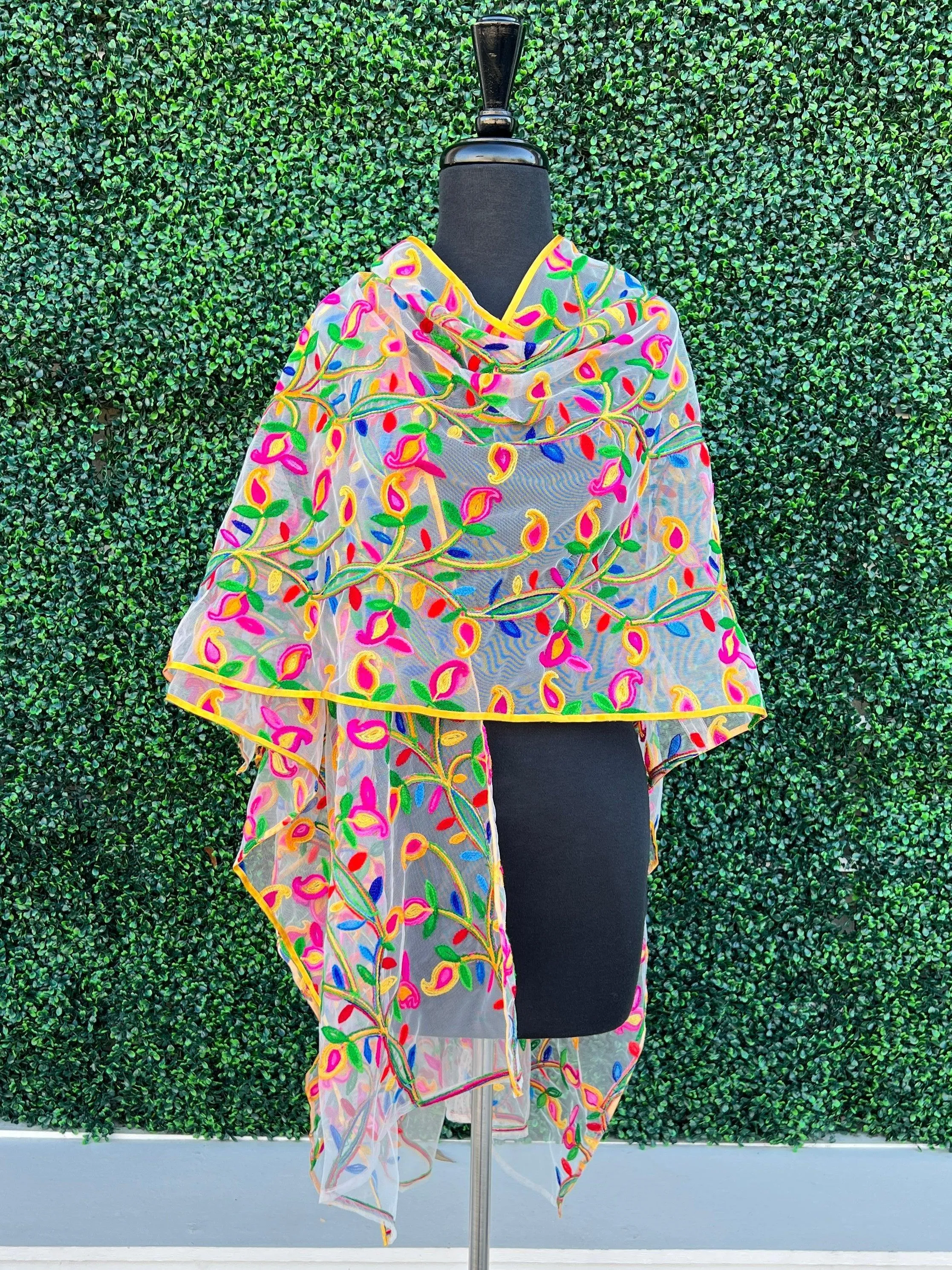 Mesh embroidered Ruana