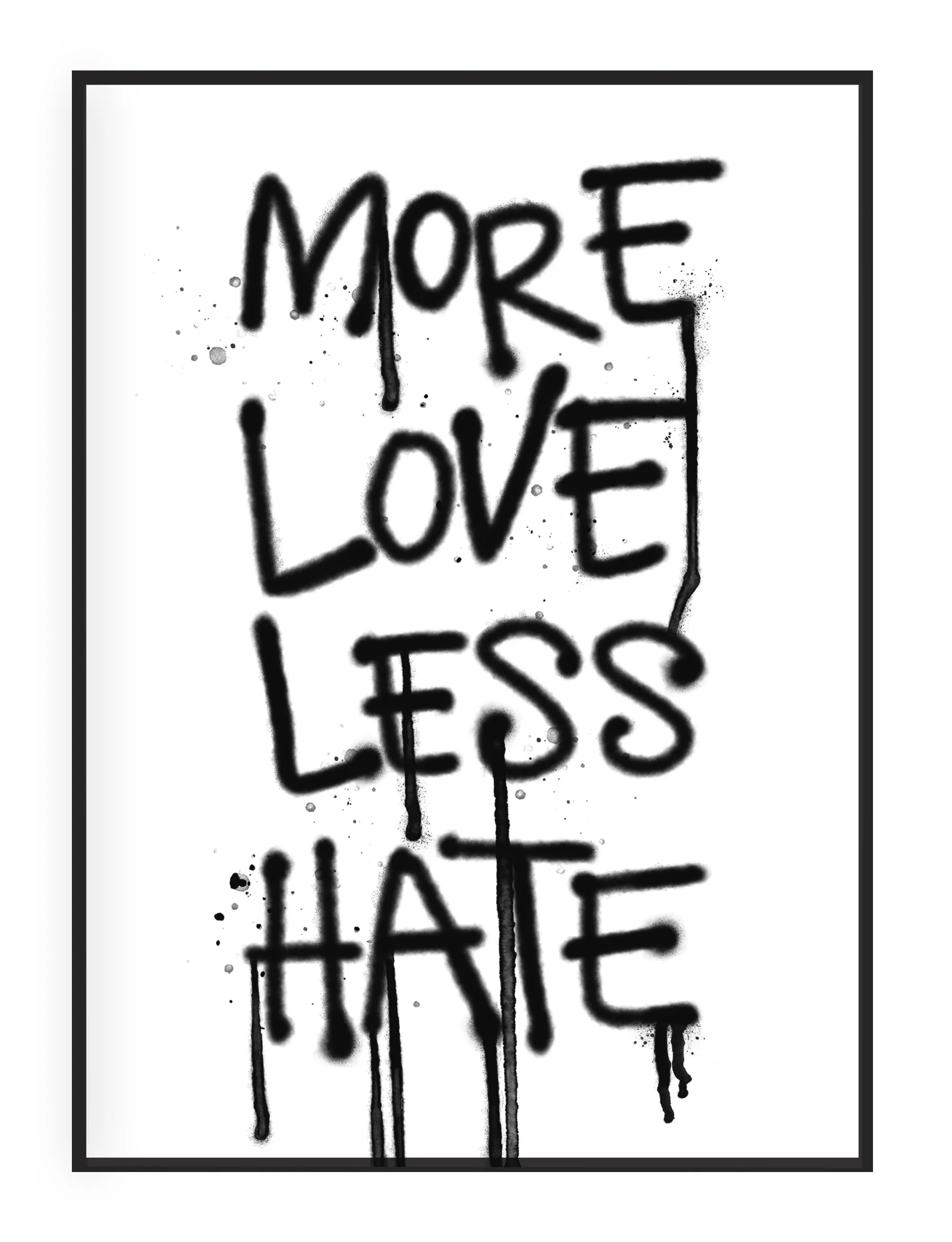 More Love, Less Hate' Typographic Wall Art Print