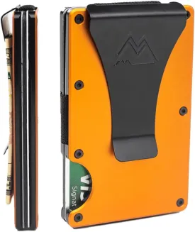 Mountain Voyage Co Minimalist Wallet for Men & Women - Slim RFID Wallet, Scratch Resistant, Credit Card Holder & Money Clip, Easily Removable Money & Cards, (Matte Orange)