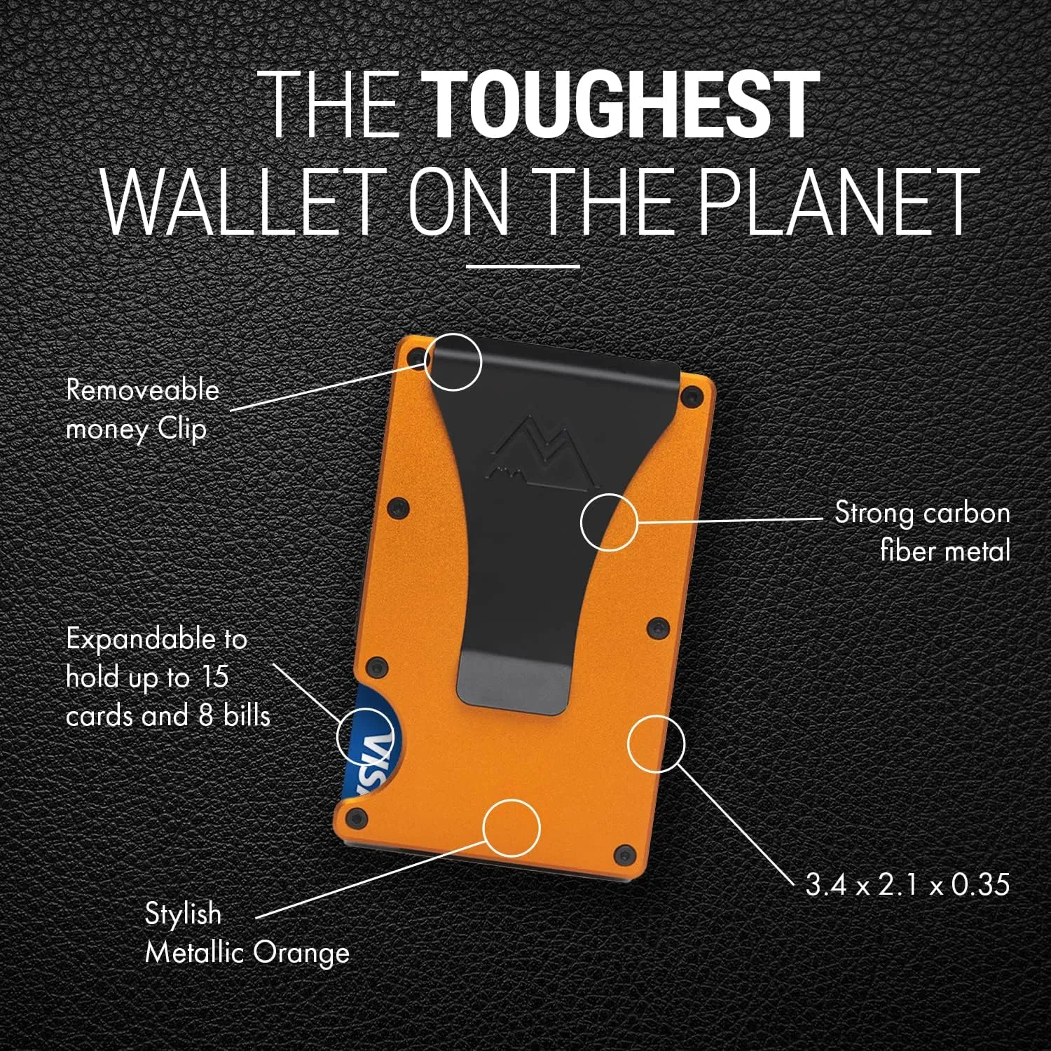 Mountain Voyage Co Minimalist Wallet for Men & Women - Slim RFID Wallet, Scratch Resistant, Credit Card Holder & Money Clip, Easily Removable Money & Cards, (Matte Orange)