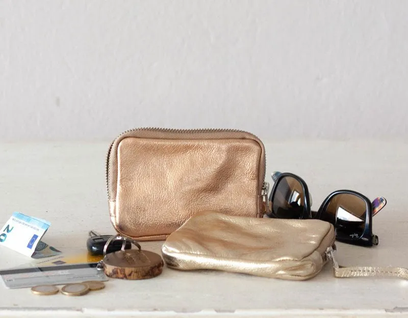 Myrto wallet - Bronze, Silver or Gold coated leather