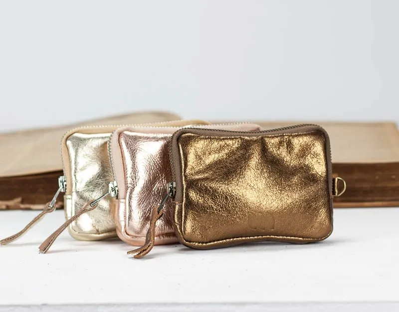 Myrto wallet - Bronze, Silver or Gold coated leather