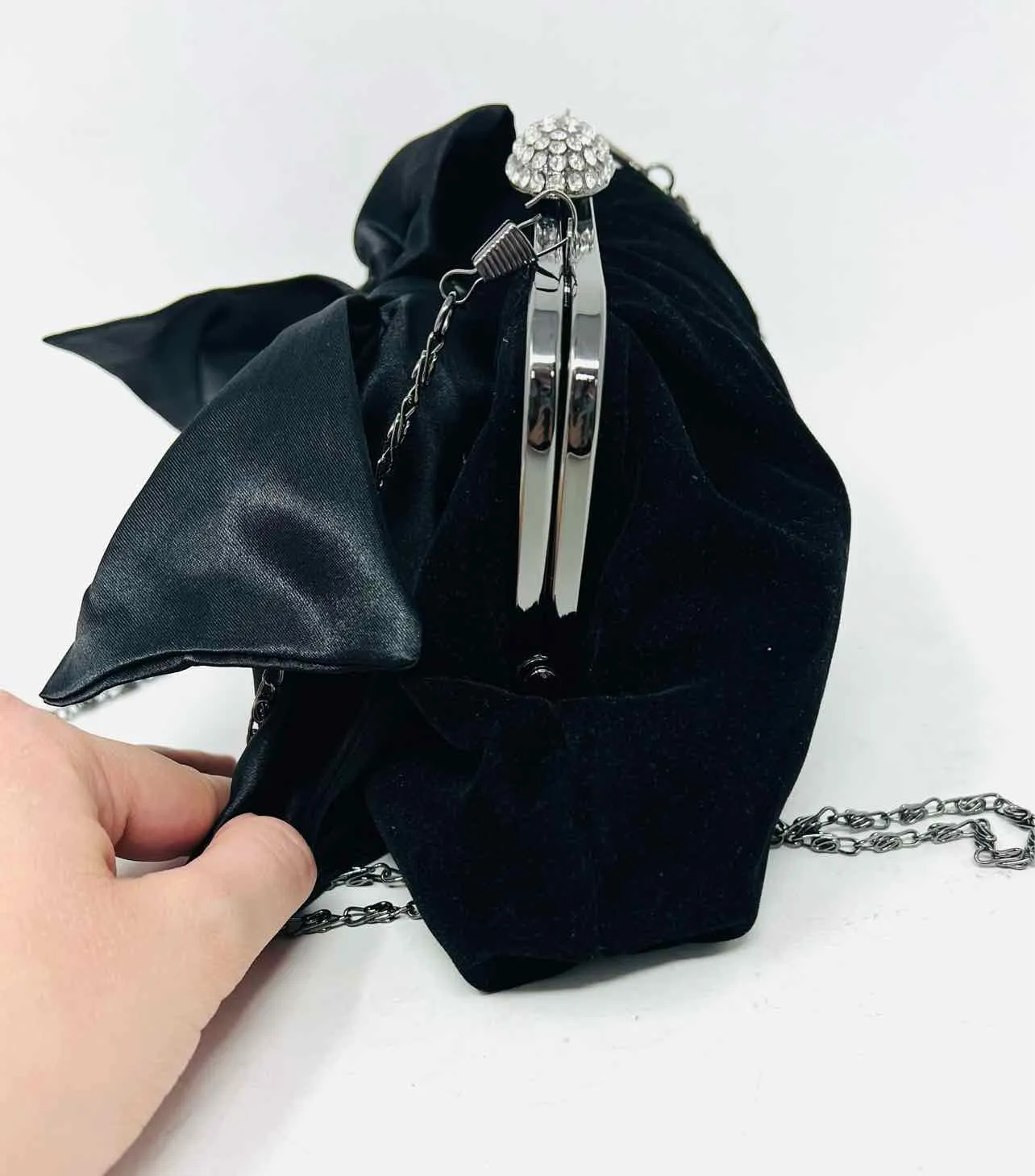 Neiman Marcus Black Bow Velvet Purses Crossbody Purse