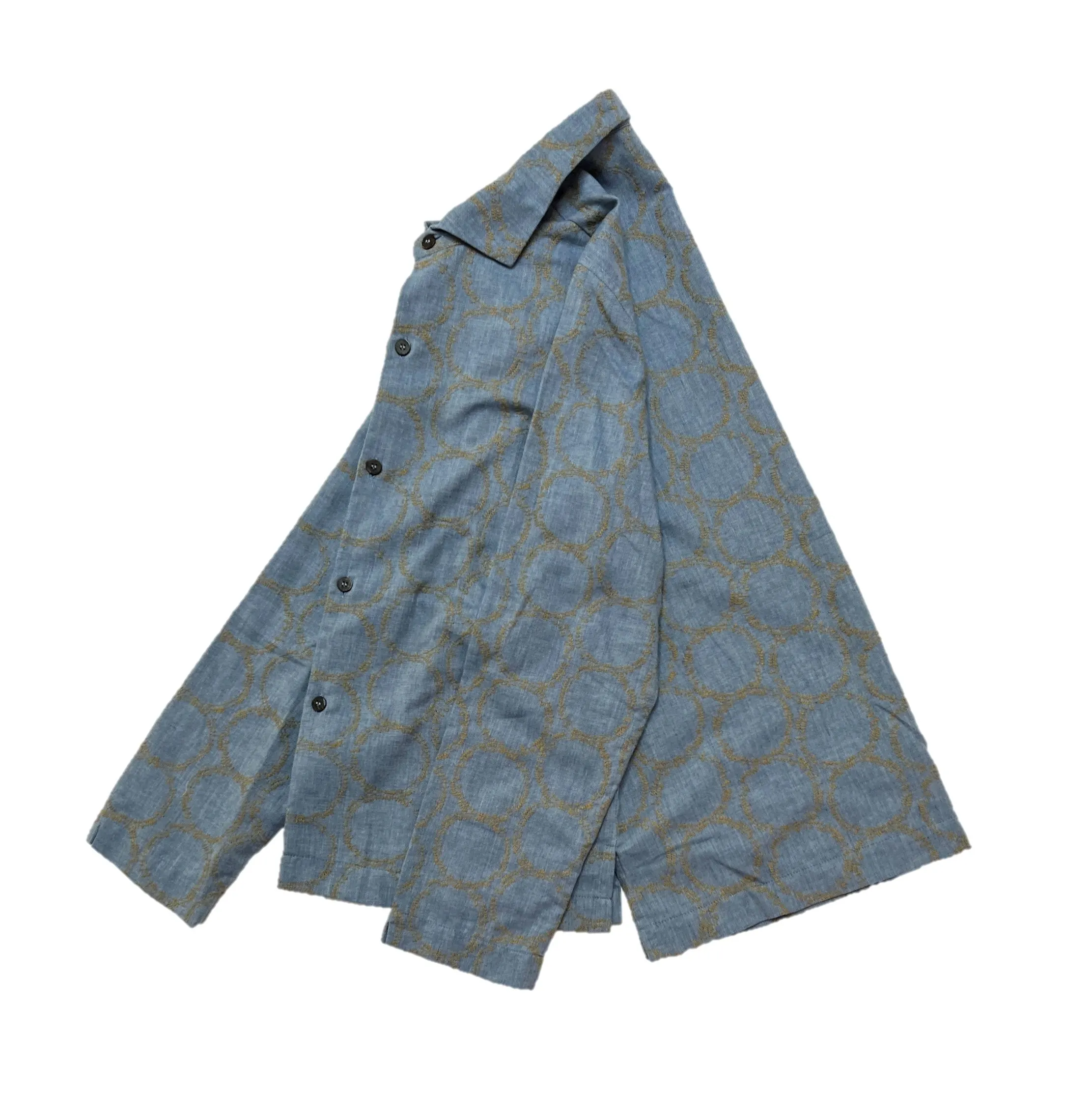 NUNO Overshirt: "Cotton Stem" (Denim Blue w/ Amber Embroidery, M/L)