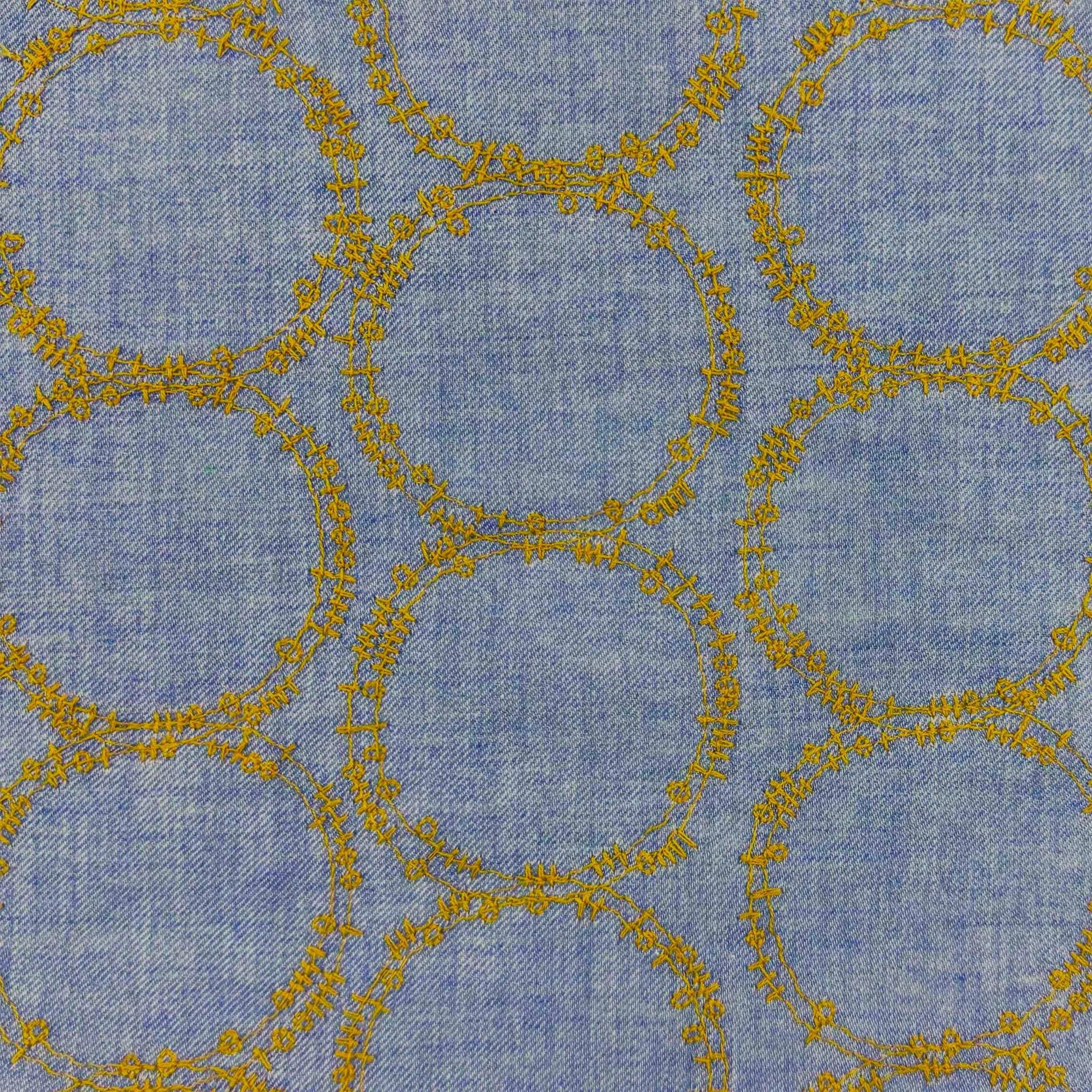 NUNO Overshirt: "Cotton Stem" (Denim Blue w/ Amber Embroidery, M/L)