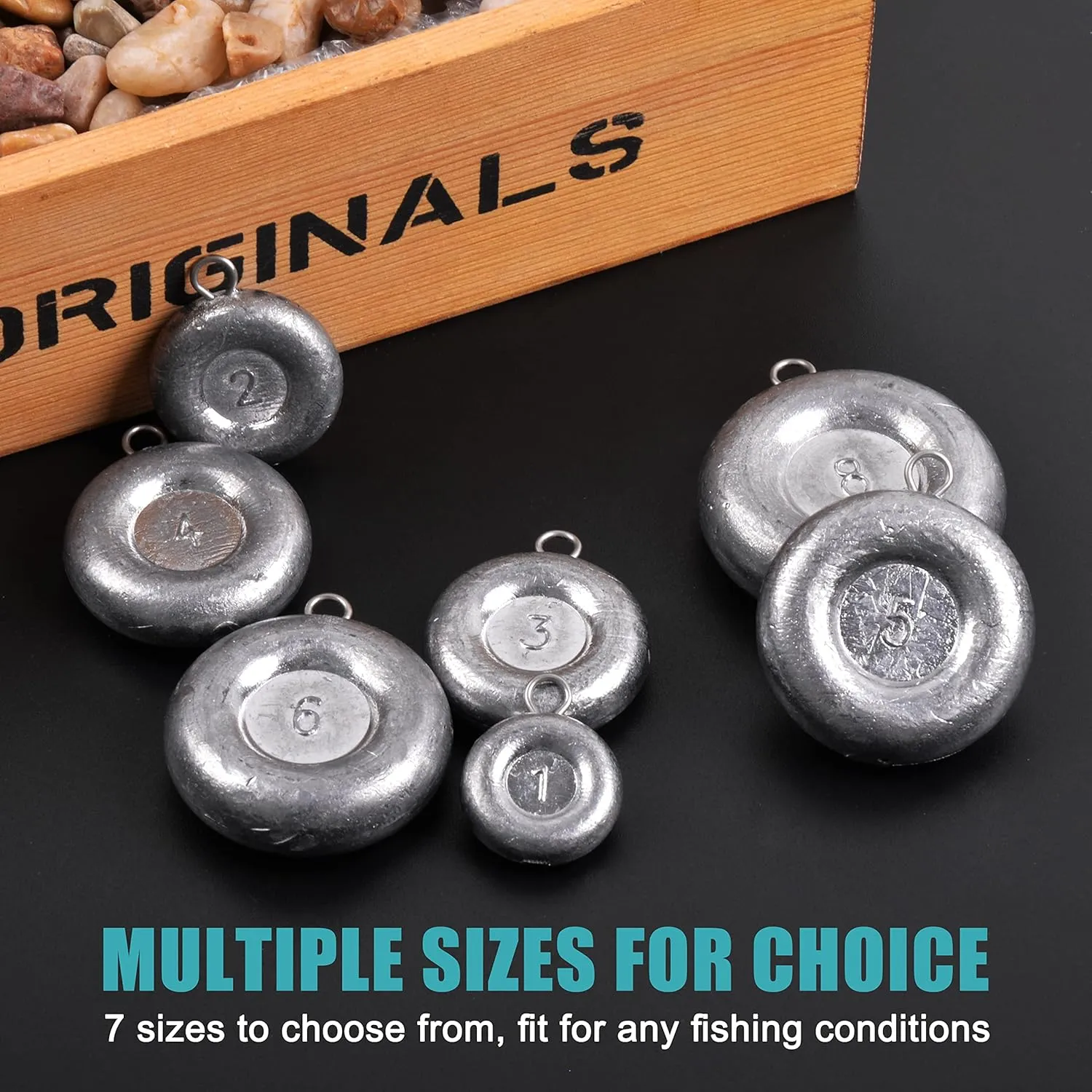 OROOTL Disc Sinkers Fishing Weights, Coin Sinkers Saltwater Surf Fishing Weights for Bottom Drifting Trolling Catfishing Tackle Equipment 1oz 2oz 3oz 4oz 5oz 6oz 8oz