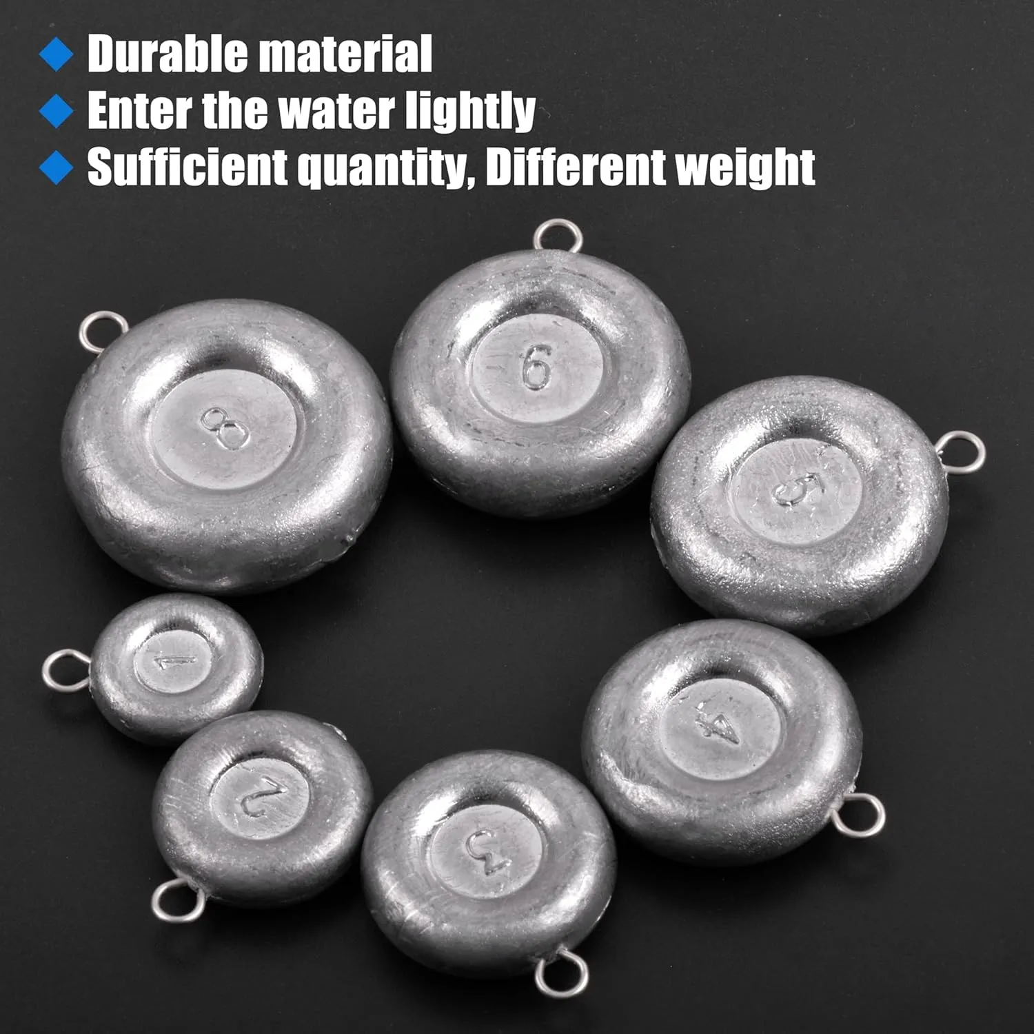 OROOTL Disc Sinkers Fishing Weights, Coin Sinkers Saltwater Surf Fishing Weights for Bottom Drifting Trolling Catfishing Tackle Equipment 1oz 2oz 3oz 4oz 5oz 6oz 8oz