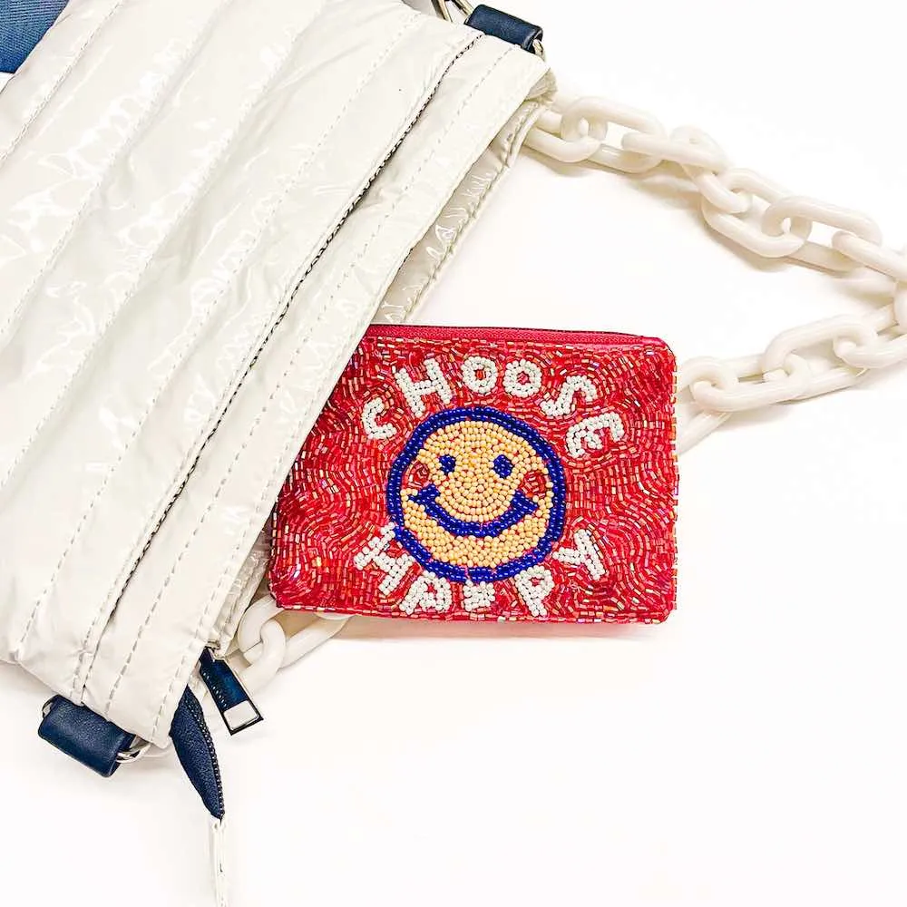 Out and About Seed Bead Coin Purse - Happy