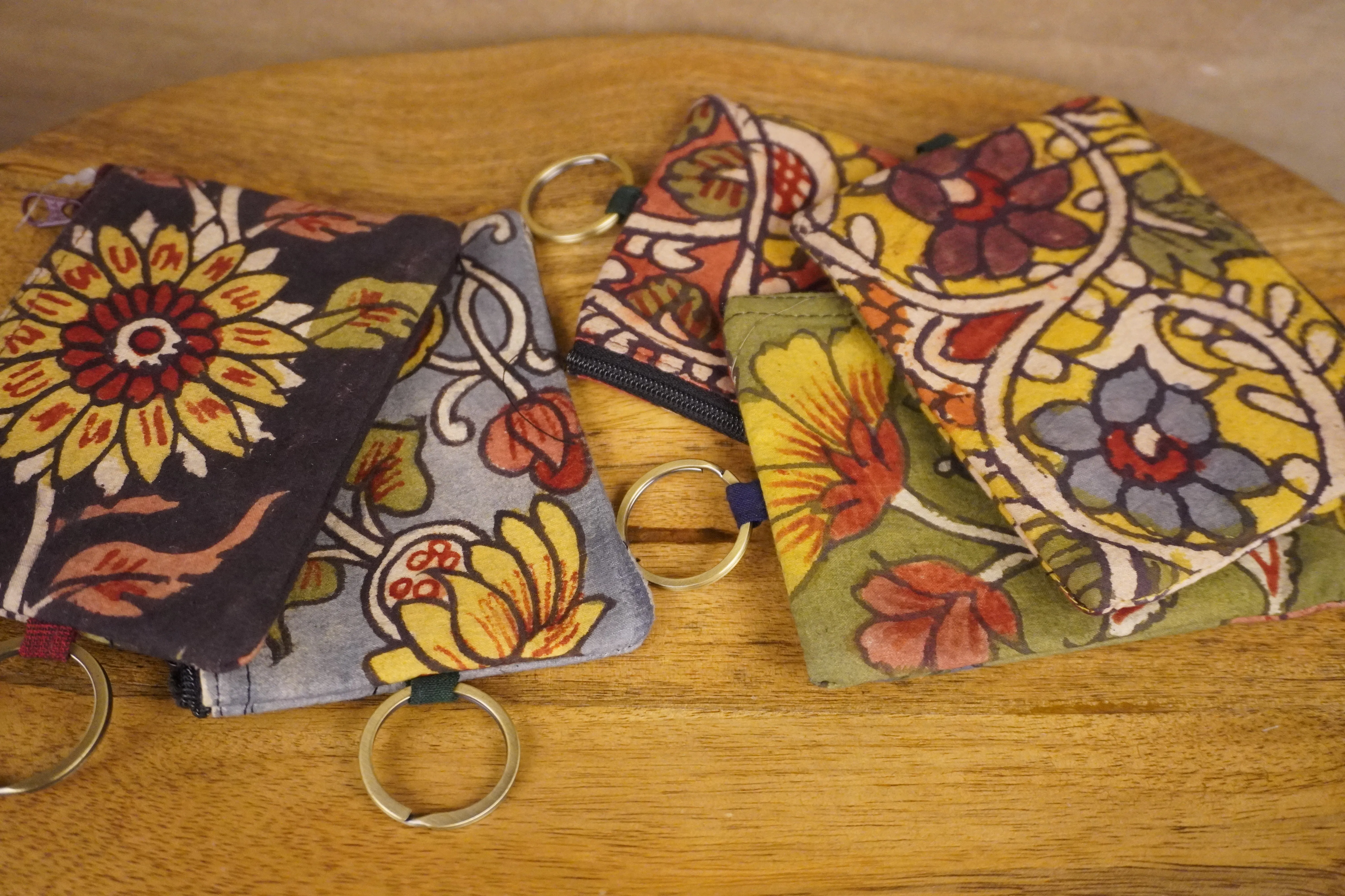 Pack of 5 - Painted Kalamkari Coin Mini Purse Key Chain