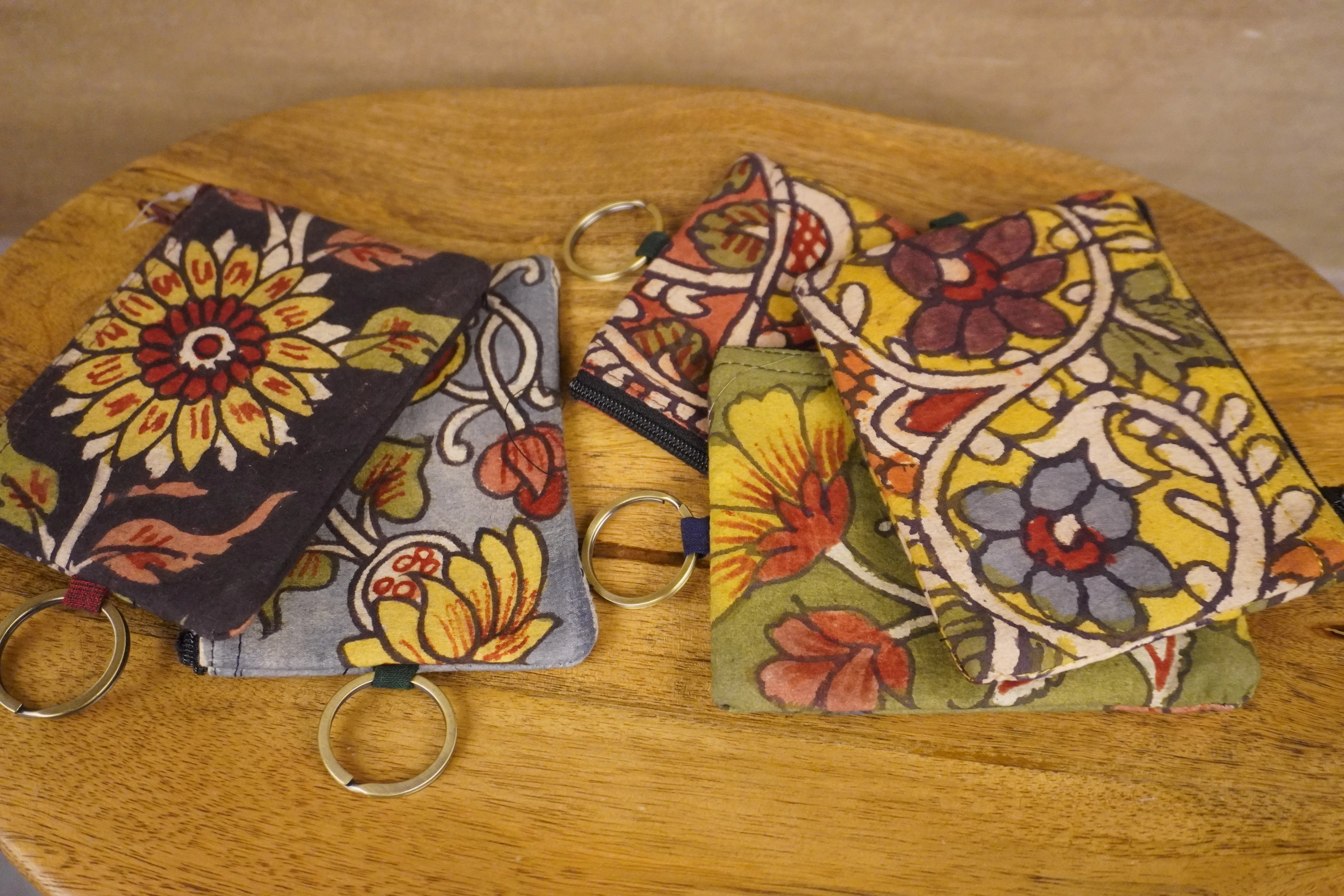 Pack of 5 - Painted Kalamkari Coin Mini Purse Key Chain