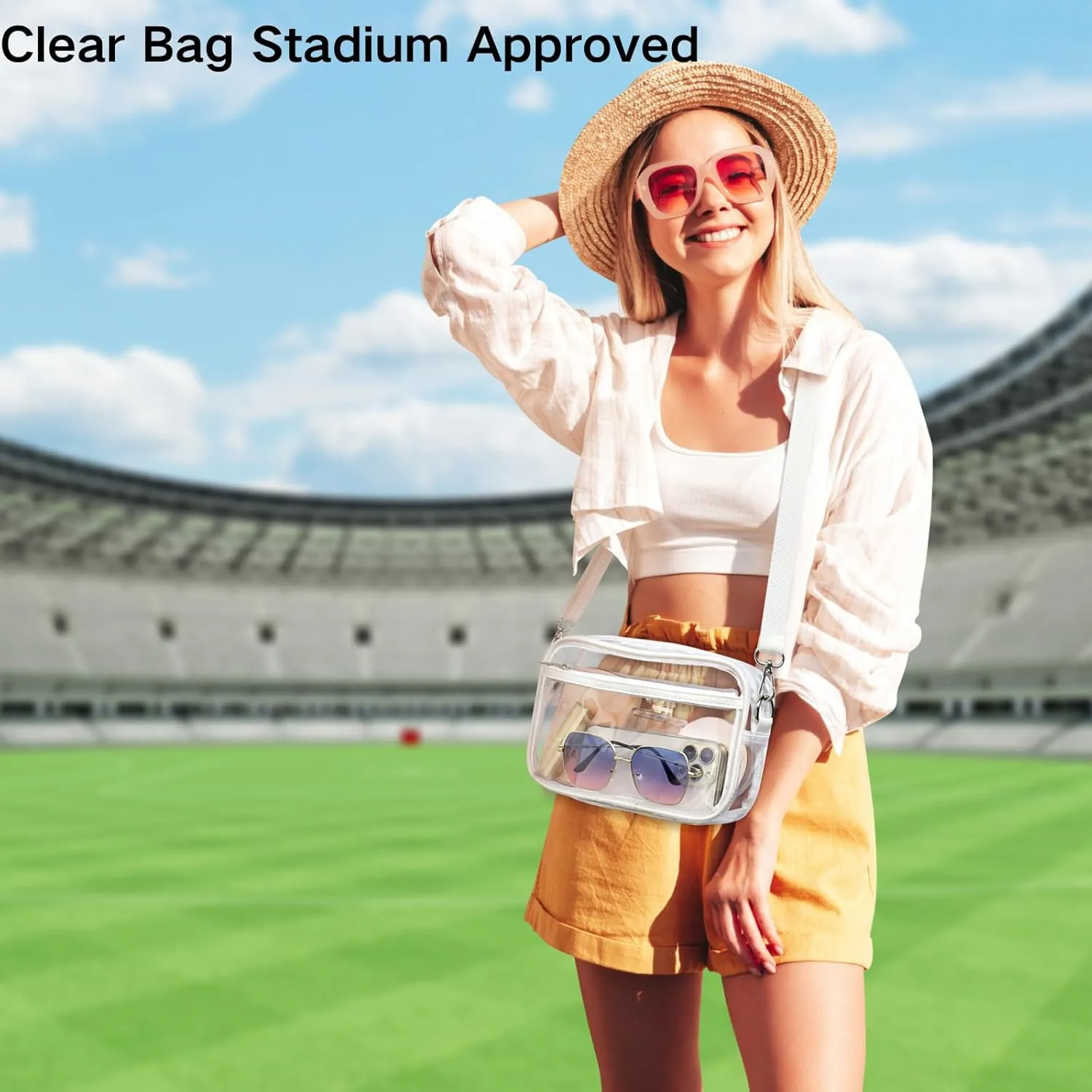 PACKISM Clear Bag for Stadium Events - Clear Purses for Women Stadium Crossbody Concert Bag for Game Day, Sports, Festival