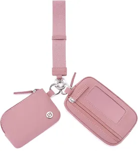 POIUGOYA Nylon Wristlet Wallets, Dual Pouch Keychain Wristlet Wallet, RFID Small Wallet With Coin Pouch,ID Window For Travel
