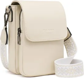 POIUGOYA Small Crossbody Bags for Women Trendy,Leather Triple Compartment Cell Phone Crossbody Wallet Purses with Card Slots