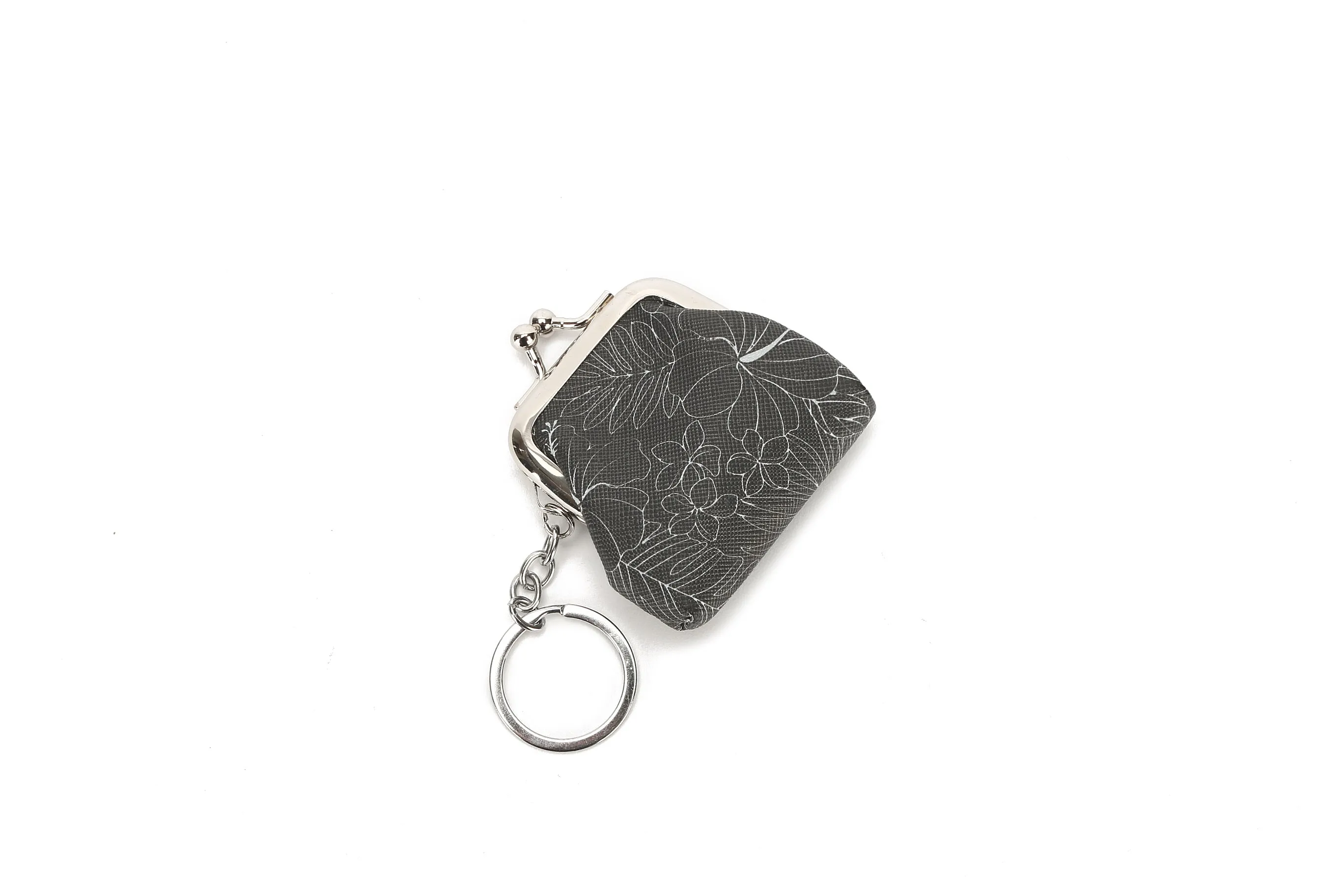 Pouch Coin Small Hibiscus Lines Black