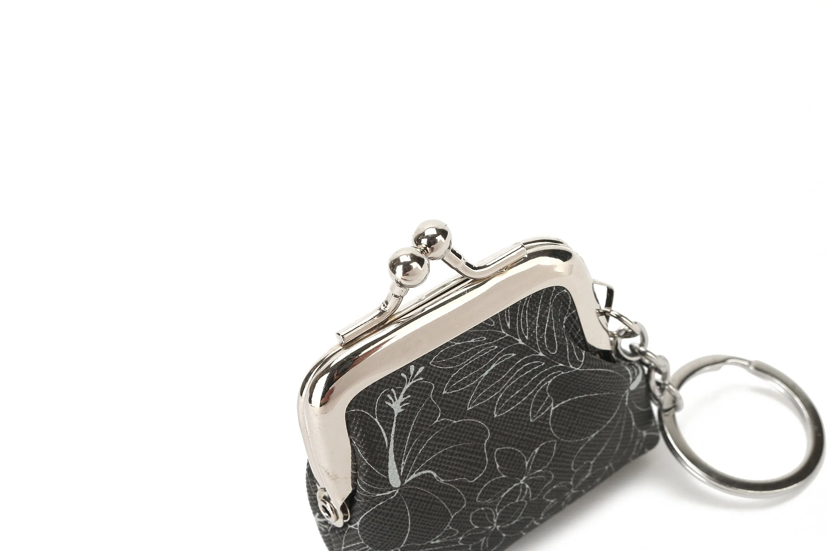 Pouch Coin Small Hibiscus Lines Black