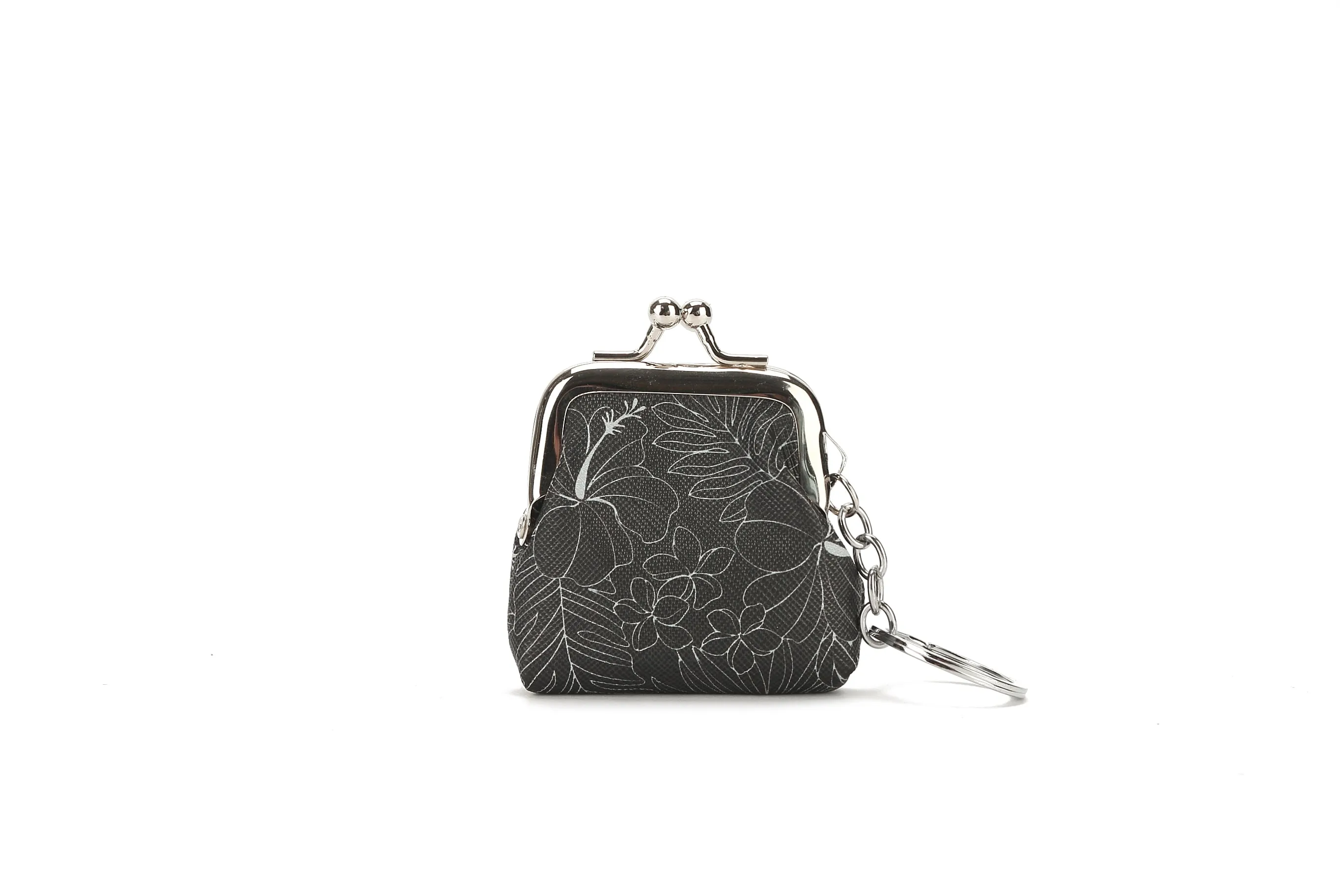 Pouch Coin Small Hibiscus Lines Black