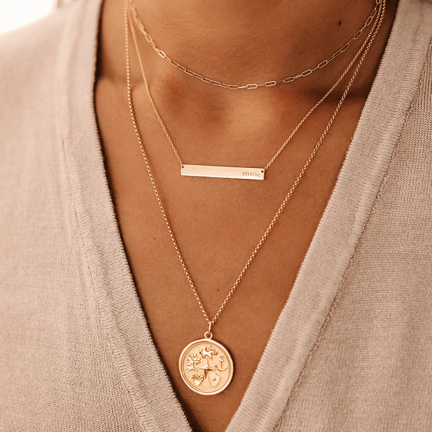 Reflection Coin Pendant   Leaf Earrings Set