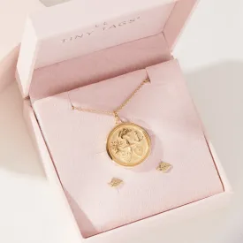 Reflection Coin Pendant   Leaf Earrings Set