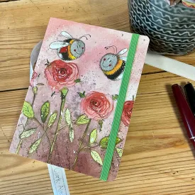 SCN18 Bees and Roses Small Chunky Notebook By Alex Clark Art