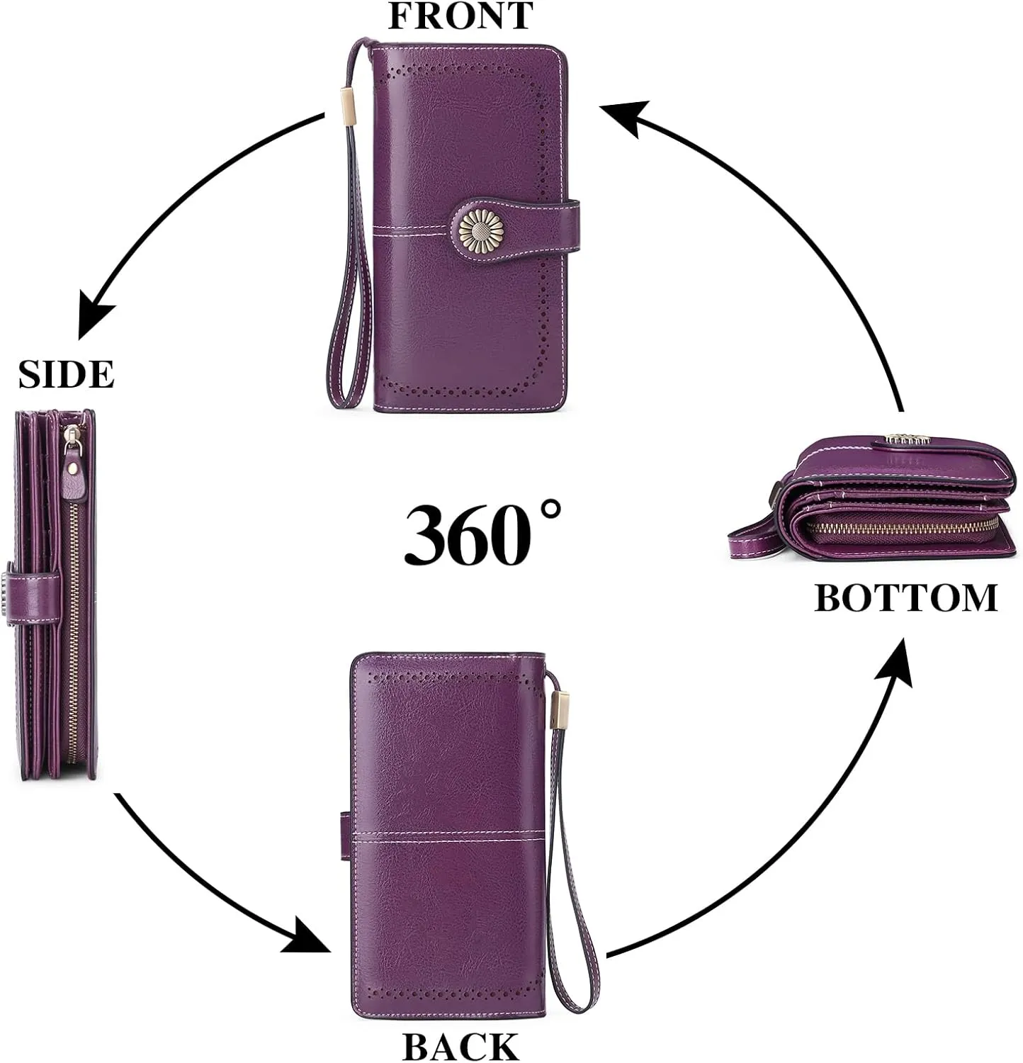 SENDEFN Wallets for Women Leather Credit Card Holder with RFID Blocking Large Capacity Wristlet