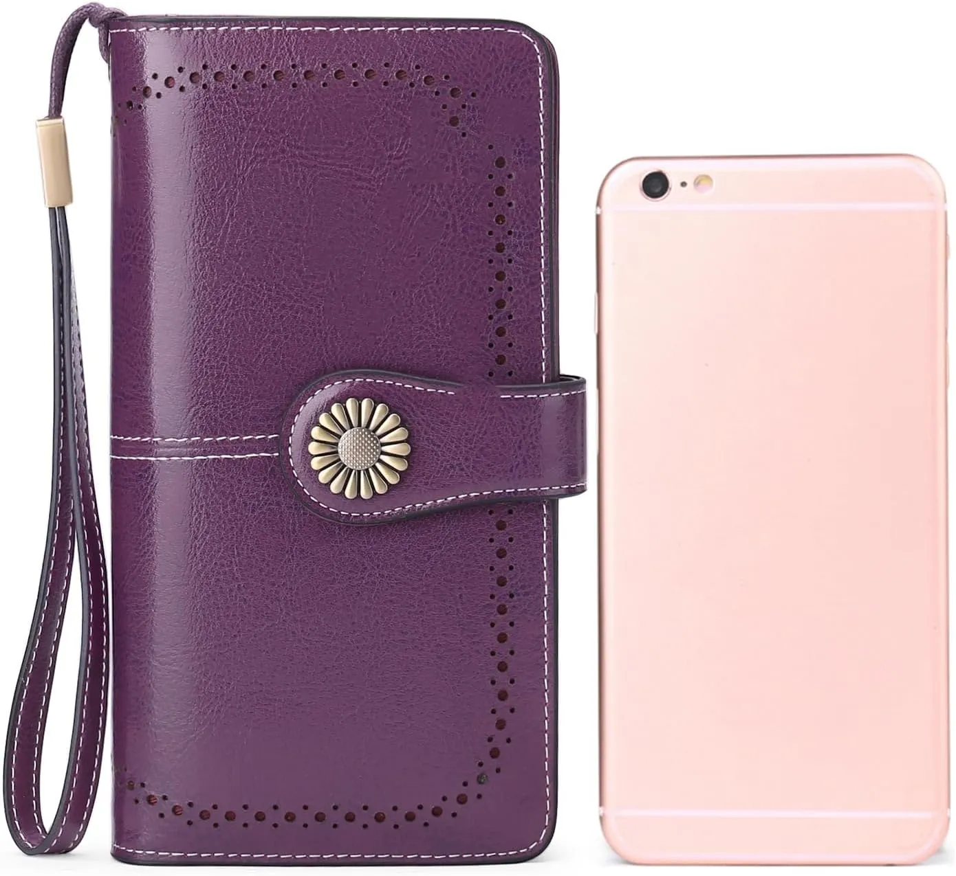 SENDEFN Wallets for Women Leather Credit Card Holder with RFID Blocking Large Capacity Wristlet