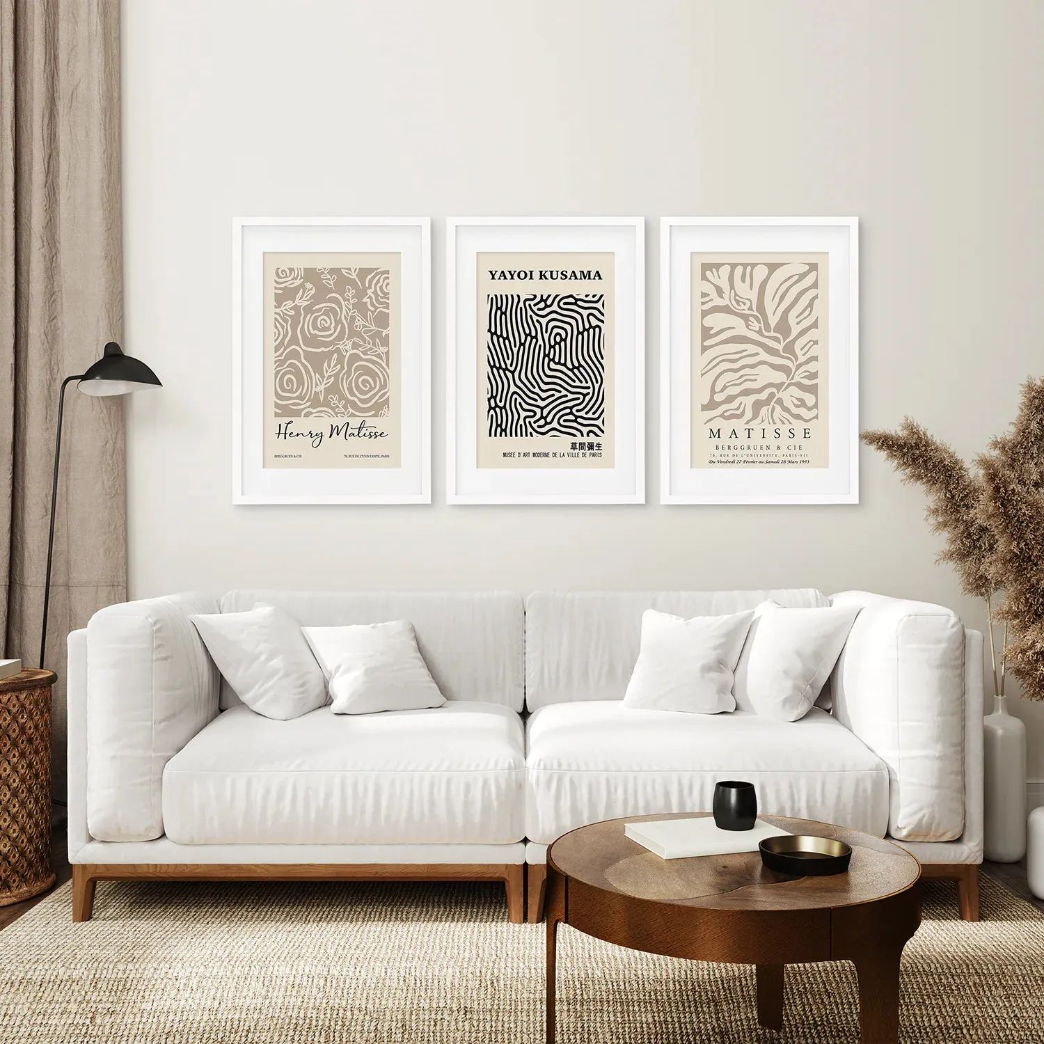 Set of 3 Pastel Beige Prints. Henri Matisse and Yayoi Kusama