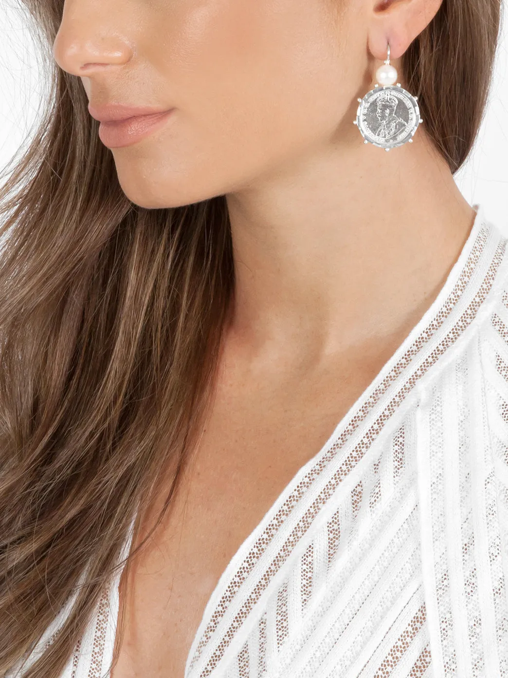 Silver Encased Shilling Coin Earrings