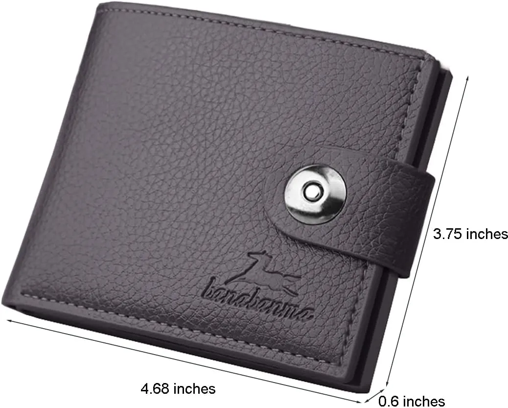 Slim Wallet for Men with Coin Purse, Minimalist Wallet with Zipper, Bifold Mens Wallets with Credit Card Holder, PU Leather Men's Wallet with Money Clip, Carteras Para Hombres (BUCKLE COFFEE)
