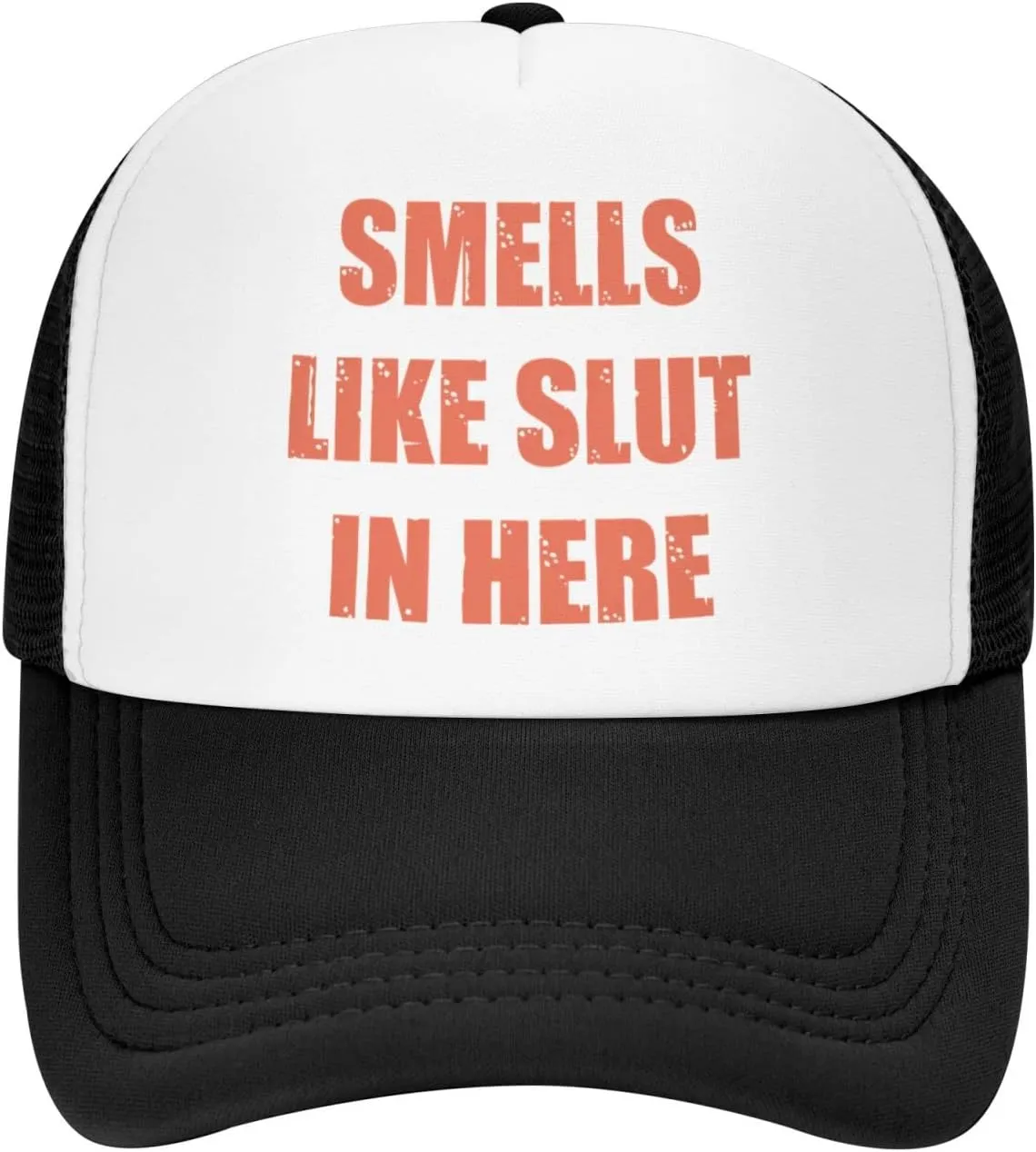Smells Like Slut in Here Funny Adjustable Mesh Trucker Hat Sport Baseball Cap Men Women Gift Dad Hat Fishing Cap Black