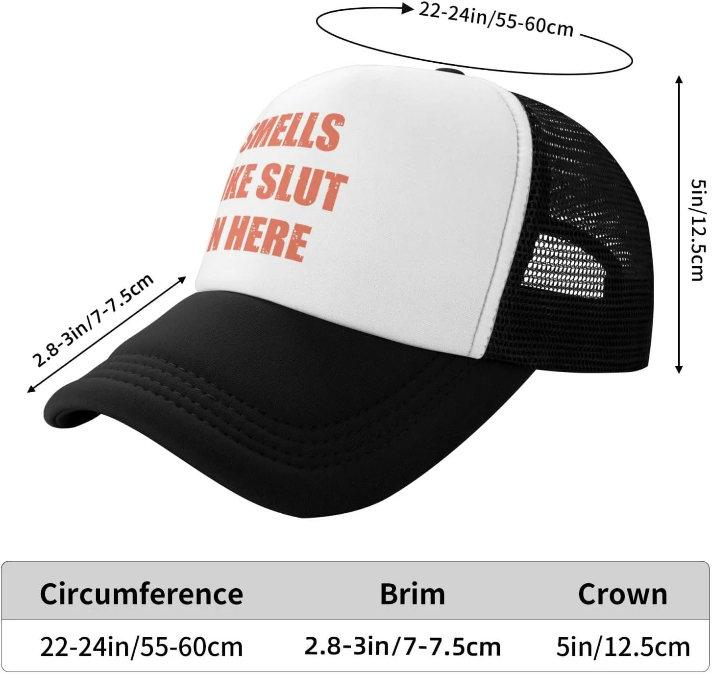 Smells Like Slut in Here Funny Adjustable Mesh Trucker Hat Sport Baseball Cap Men Women Gift Dad Hat Fishing Cap Black