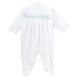 Smock Cotton Seeds Embroidery Footie |  Baby Boy