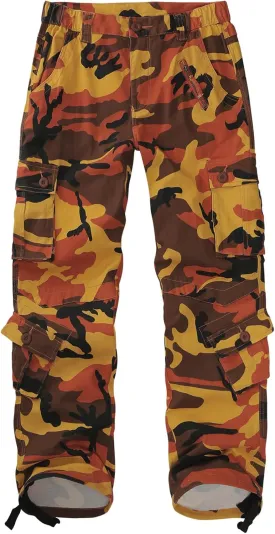 Sobrisah Camo Cargo Pants for Women Mid-Rise Comfort Casual Pants Baggy Stretchy Camouflage Trousers Y2K Streetwear
