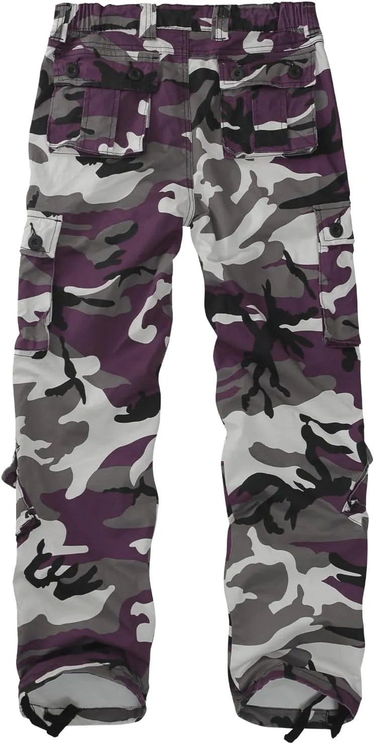 Sobrisah Camo Cargo Pants for Women Mid-Rise Comfort Casual Pants Baggy Stretchy Camouflage Trousers Y2K Streetwear