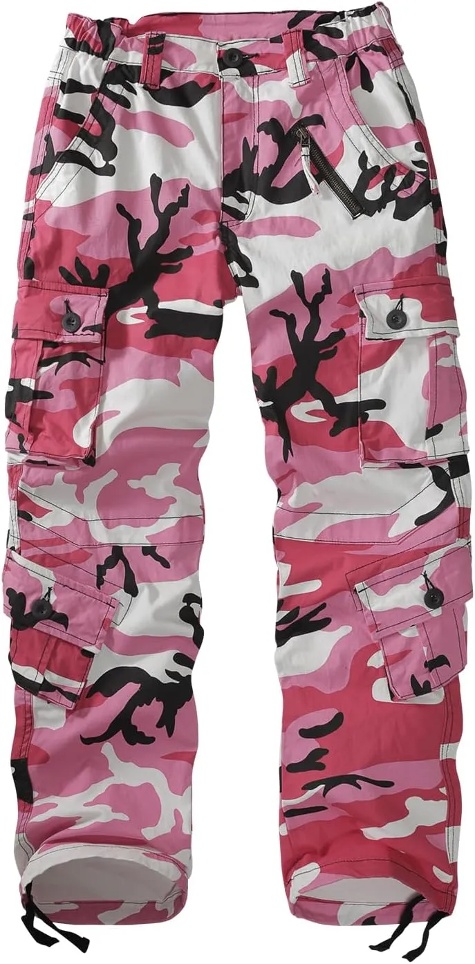 Sobrisah Camo Cargo Pants for Women Mid-Rise Comfort Casual Pants Baggy Stretchy Camouflage Trousers Y2K Streetwear