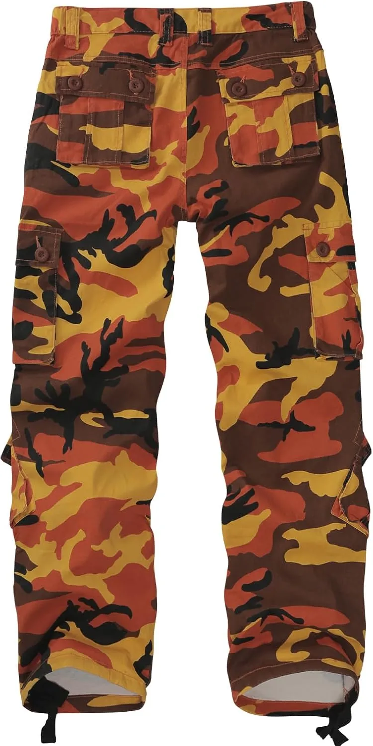 Sobrisah Camo Cargo Pants for Women Mid-Rise Comfort Casual Pants Baggy Stretchy Camouflage Trousers Y2K Streetwear