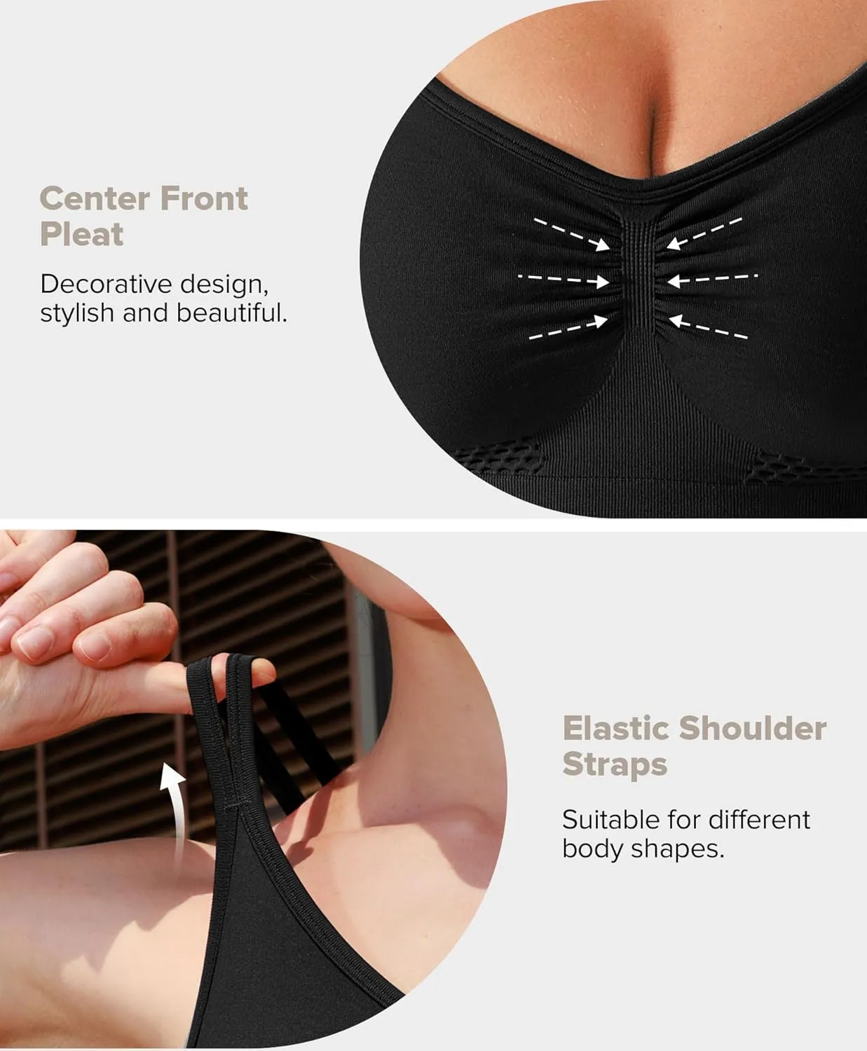 Strappy Longline Ruched V Neck Sports Bra for Women Seamless Crisscross Back Medium Support Workout Yoga Bras