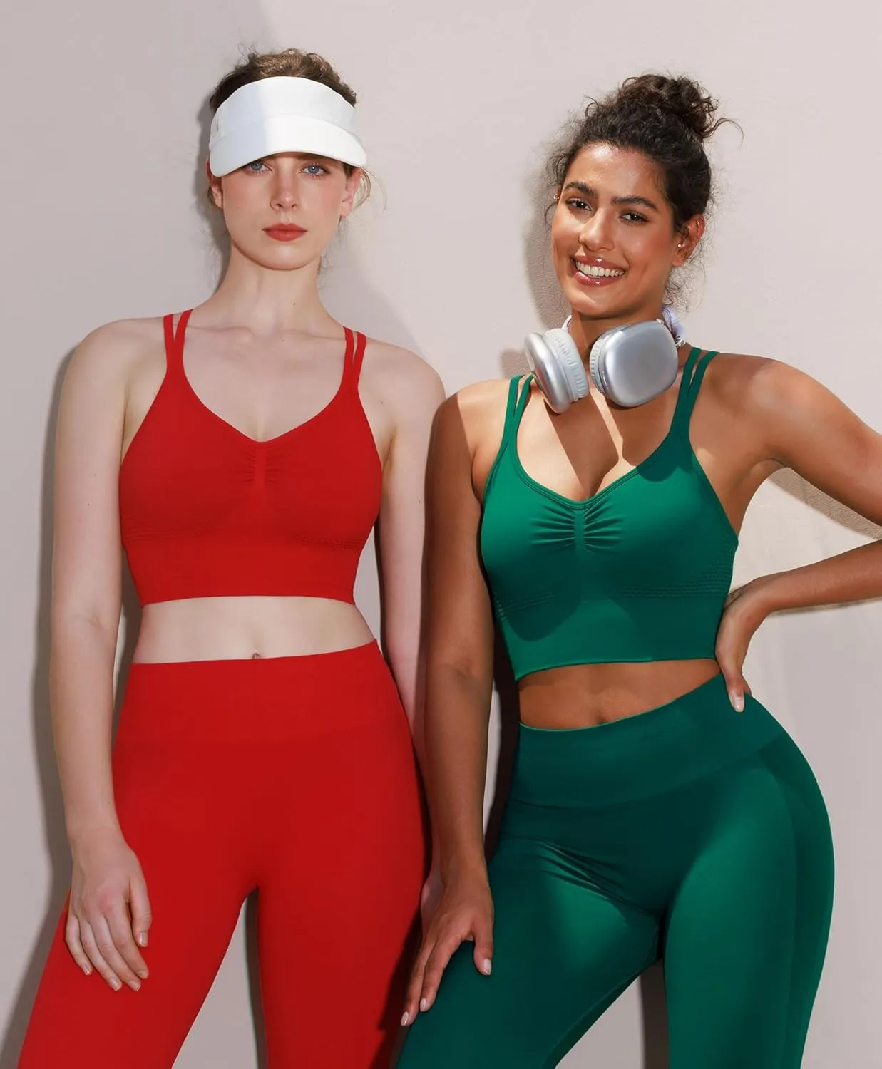 Strappy Longline Ruched V Neck Sports Bra for Women Seamless Crisscross Back Medium Support Workout Yoga Bras