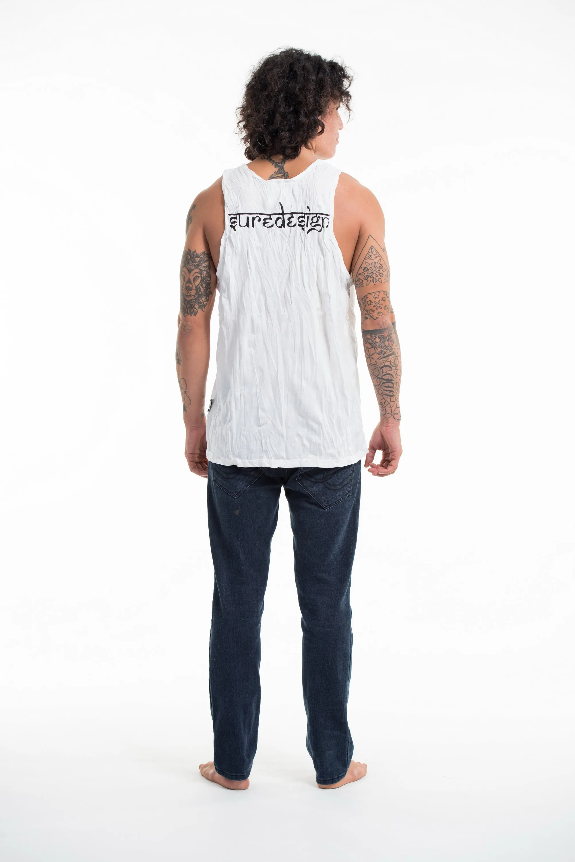 Sure Design Men's Spiritual Shroom Cat Tank Top White