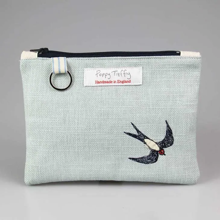 Swallow Embroidered Purse with Keyring