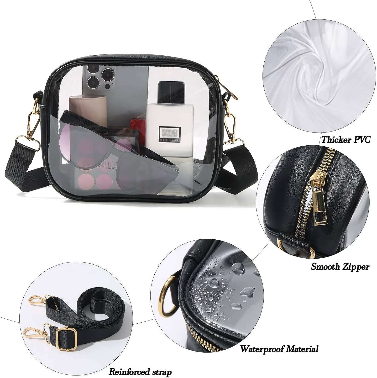 TOBVZOO Clear Bag Stadium Approved, Crossbody Transparent Bag for Concerts Sports Events, Purses for Men & Women