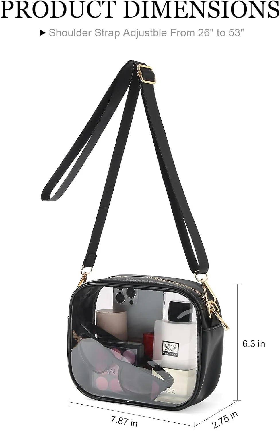 TOBVZOO Clear Bag Stadium Approved, Crossbody Transparent Bag for Concerts Sports Events, Purses for Men & Women